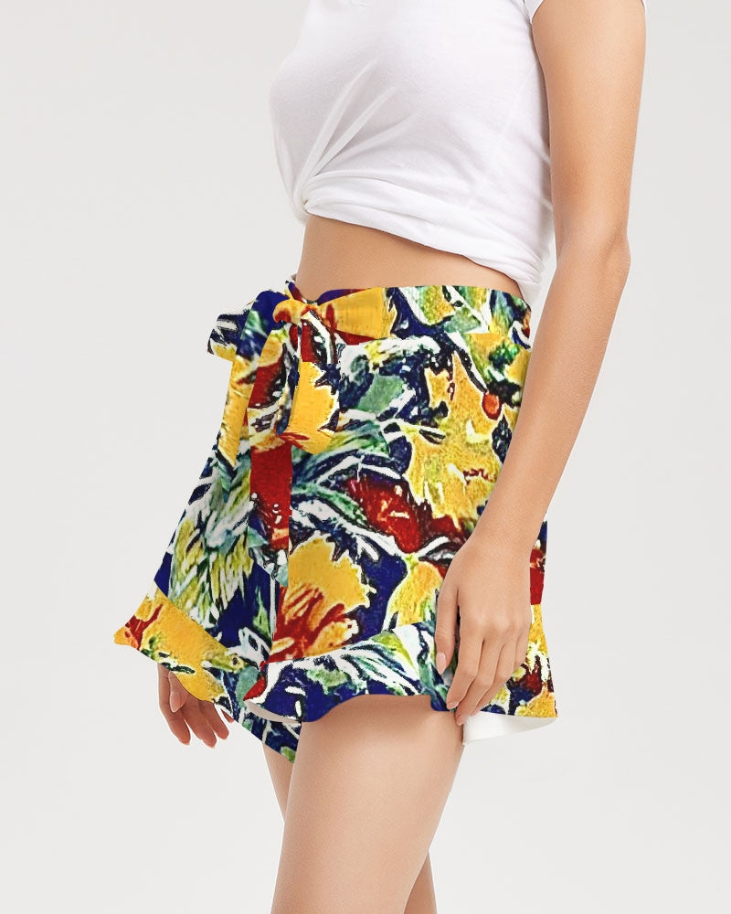 Painted floor design Women's All-Over Print Ruffle Shorts