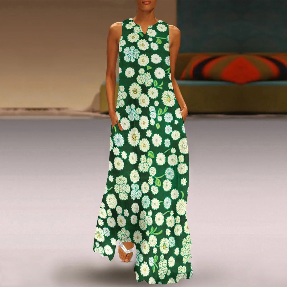 Green floral Long dress