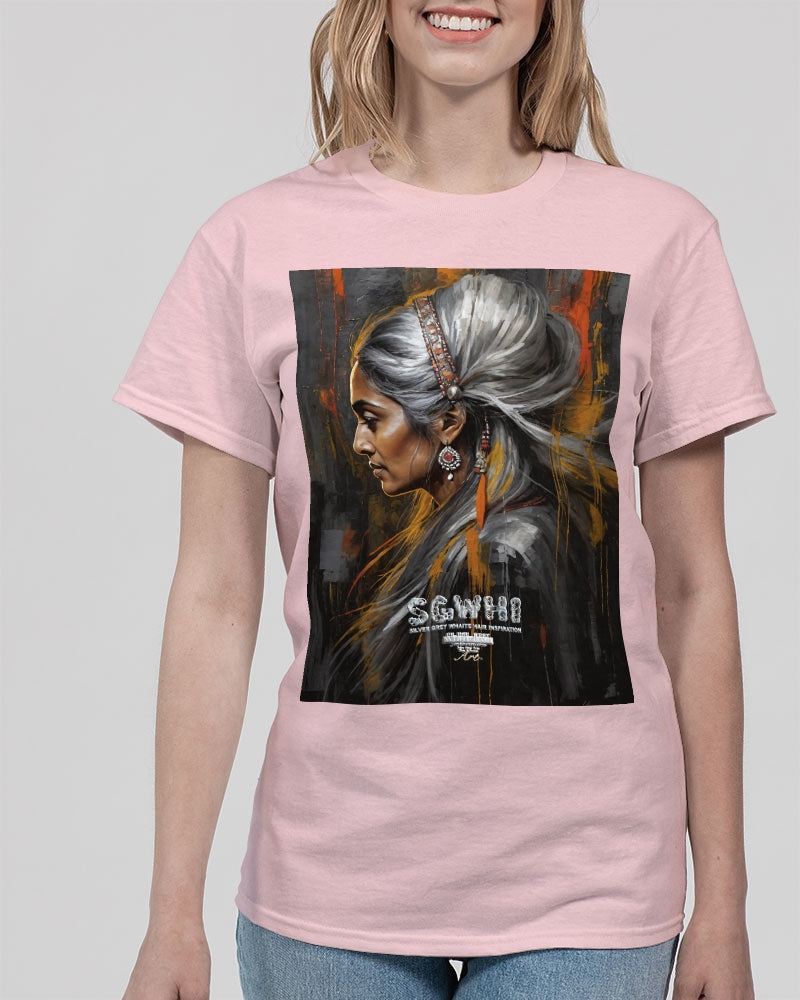 South Asian silver grey white hair sisters portrait [2] Unisex Ultra Cotton T-Shirt | Gildan