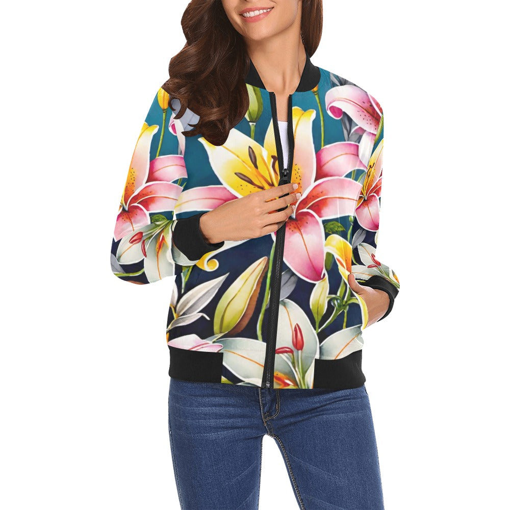 All Over Print Bomber Jacket for Women ( H19)