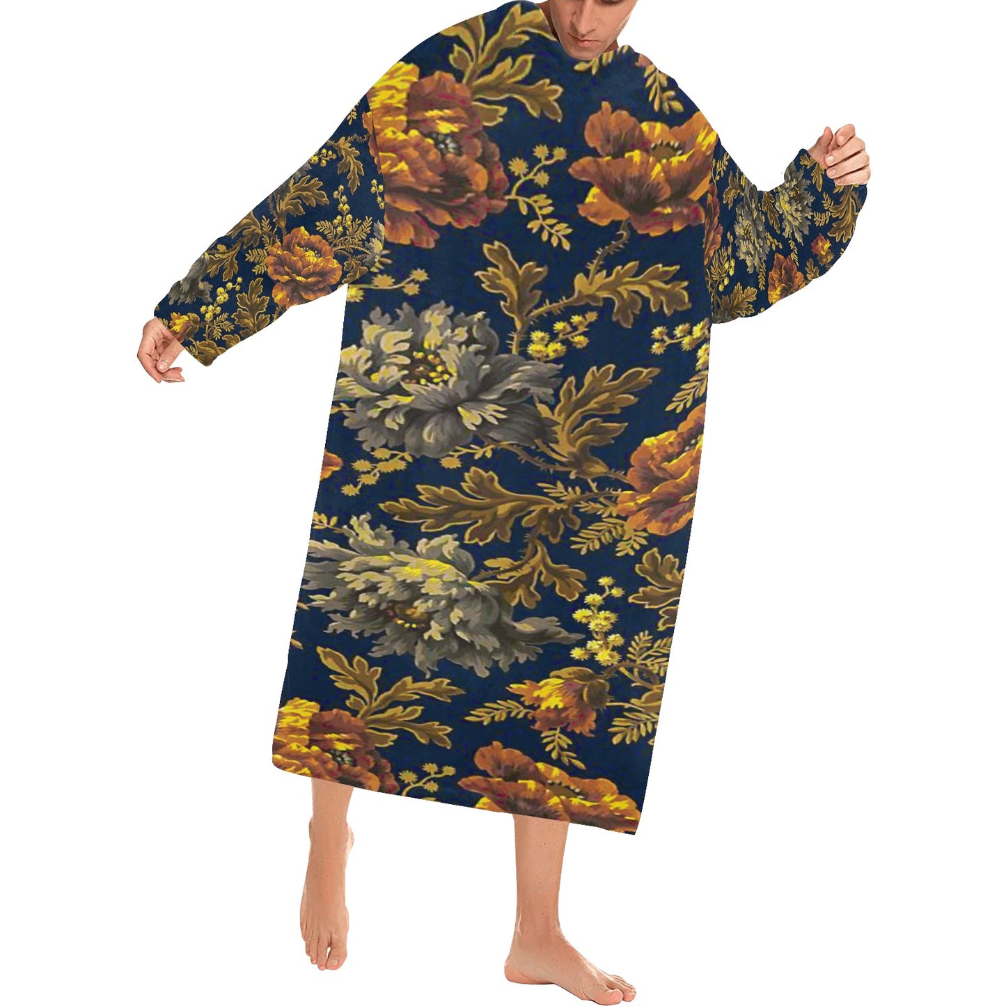 Blanket Robe with Sleeves for Adults