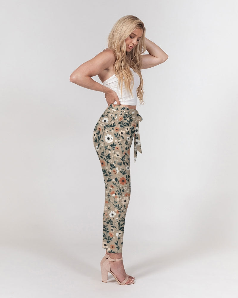 Busy and pretty Women's All-Over Print Belted Tapered Pants