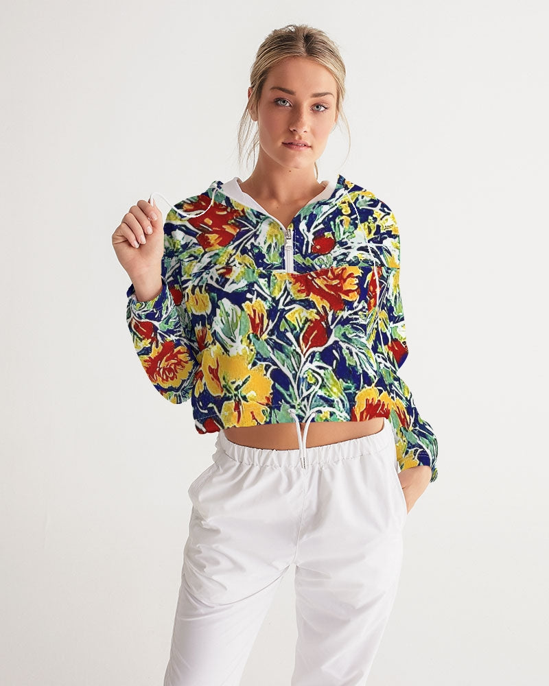 Painted floor design Women's All-Over Print Cropped Windbreaker