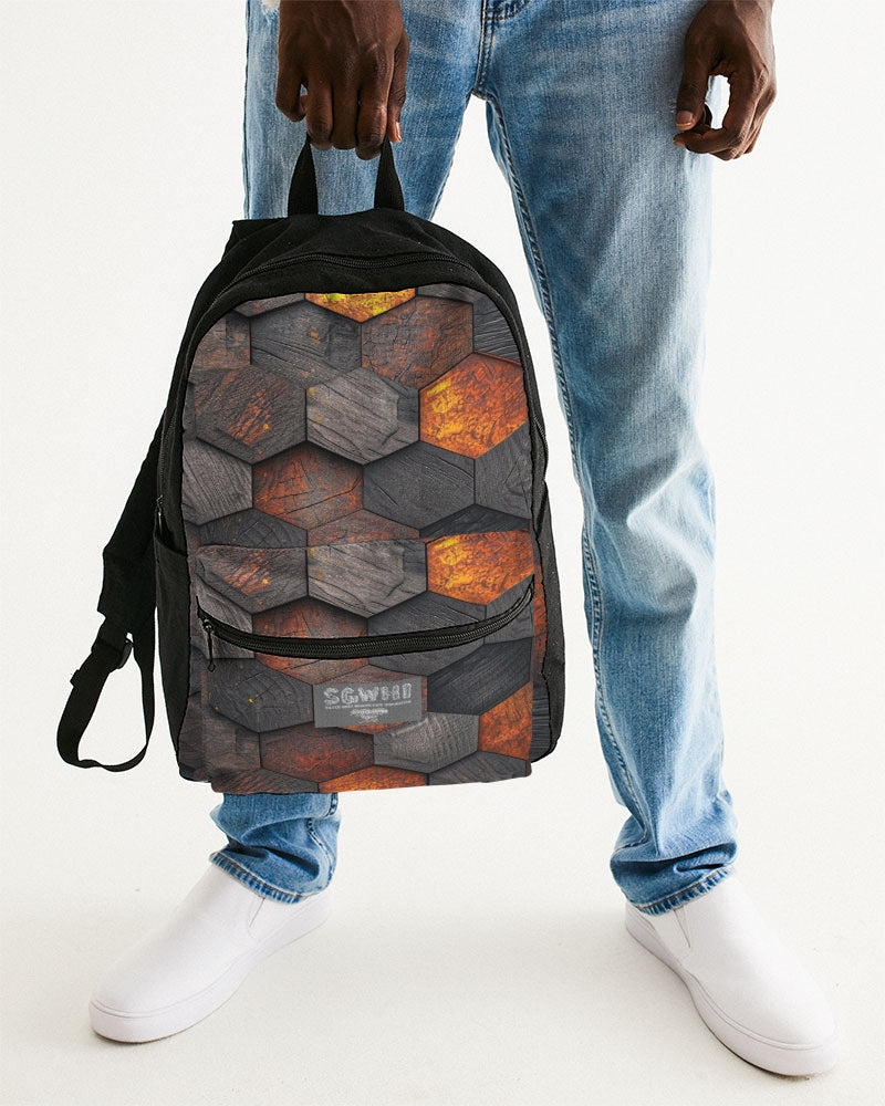 Cool stone hexagon patten 3D Small Canvas Backpack