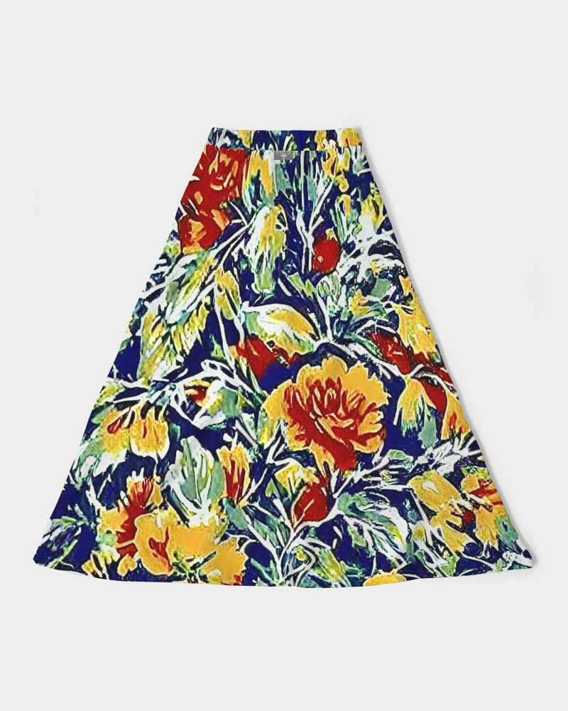 Painted floor design Women's All-Over Print A-Line Midi Skirt