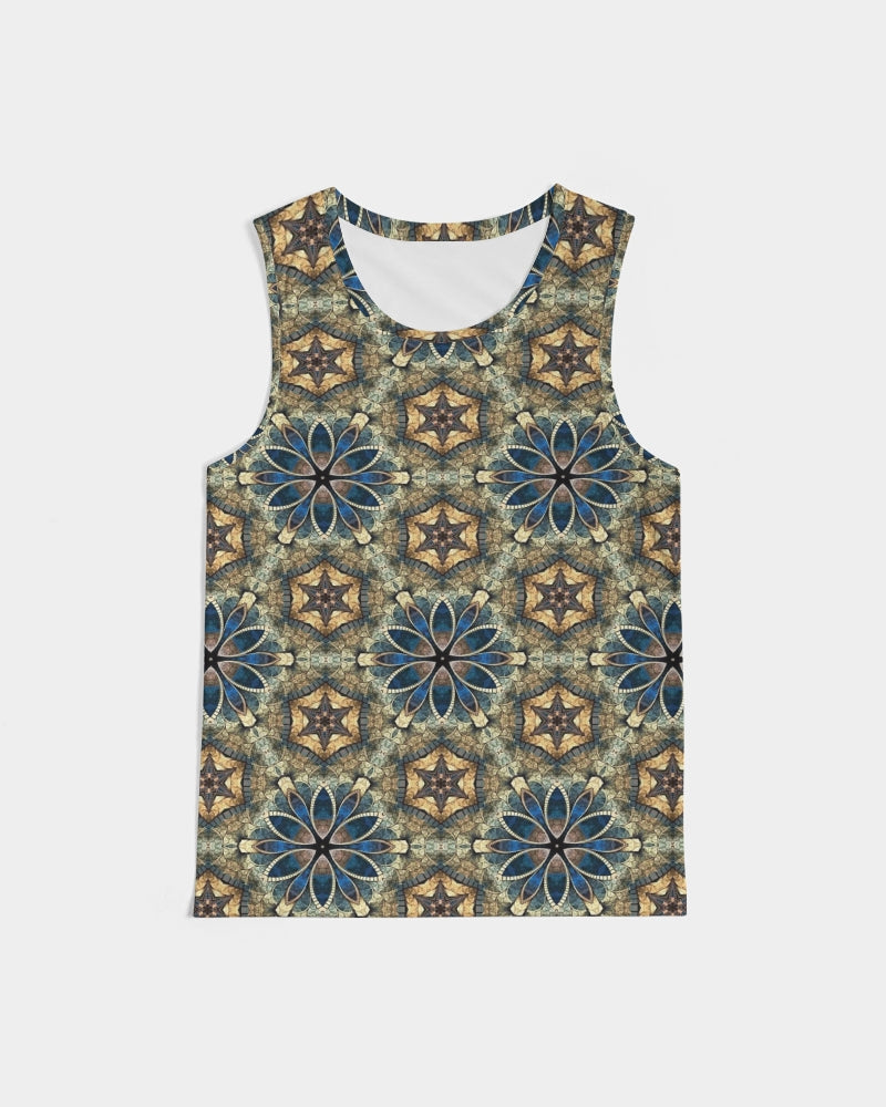 Green & Dark Blue almost star pattern. Men's All-Over Print Sport Tank