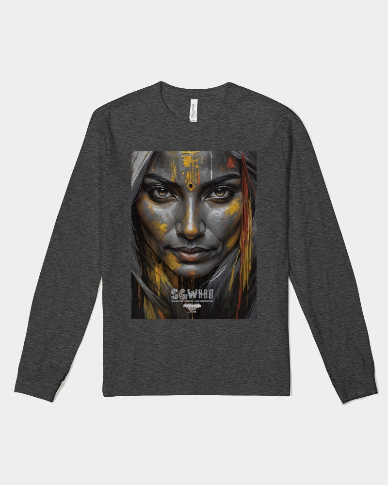 South Asian silver grey white hair sisters portrait [3] Unisex Jersey Long Sleeve Tee | Bella + Canvas