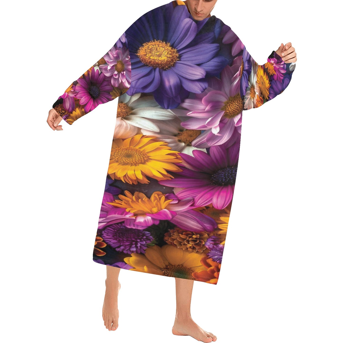 Blanket Robe with Sleeves for Adults