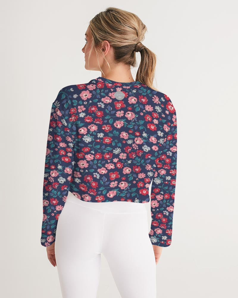 Midnight blue pretty glance.  Women's All-Over Print Cropped Sweatshirt