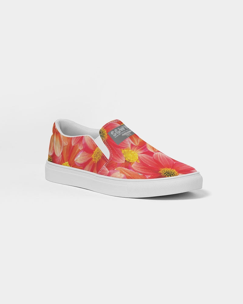 Beautiful blood orange flower design Women's Slip-On Canvas Shoe