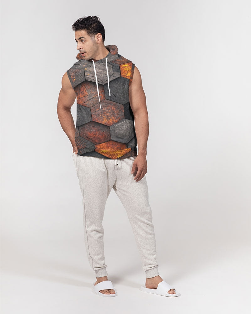 Cool stone hexagon patten 3D Men's All-Over Print Heavyweight Sleeveless Hoodie