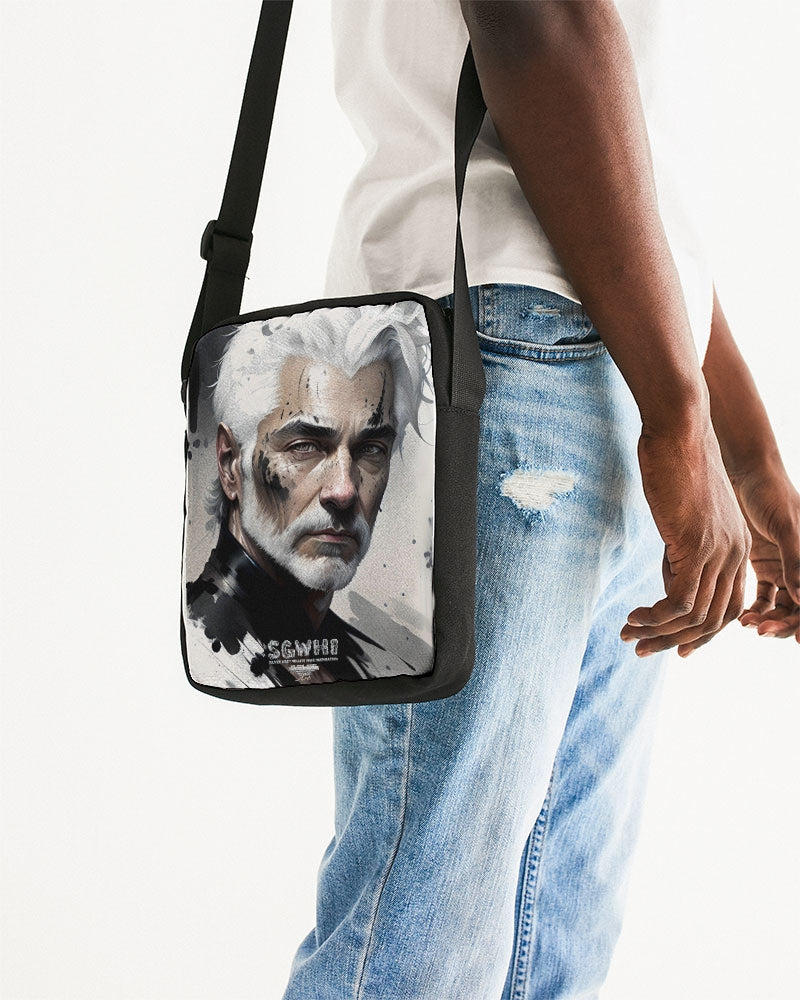 White silver grey fox King Messenger Pouch