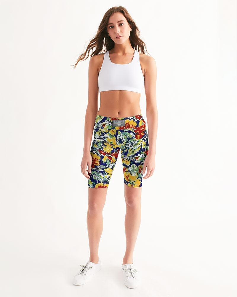 Painted floor design Women's All-Over Print Mid-Rise Bike Shorts