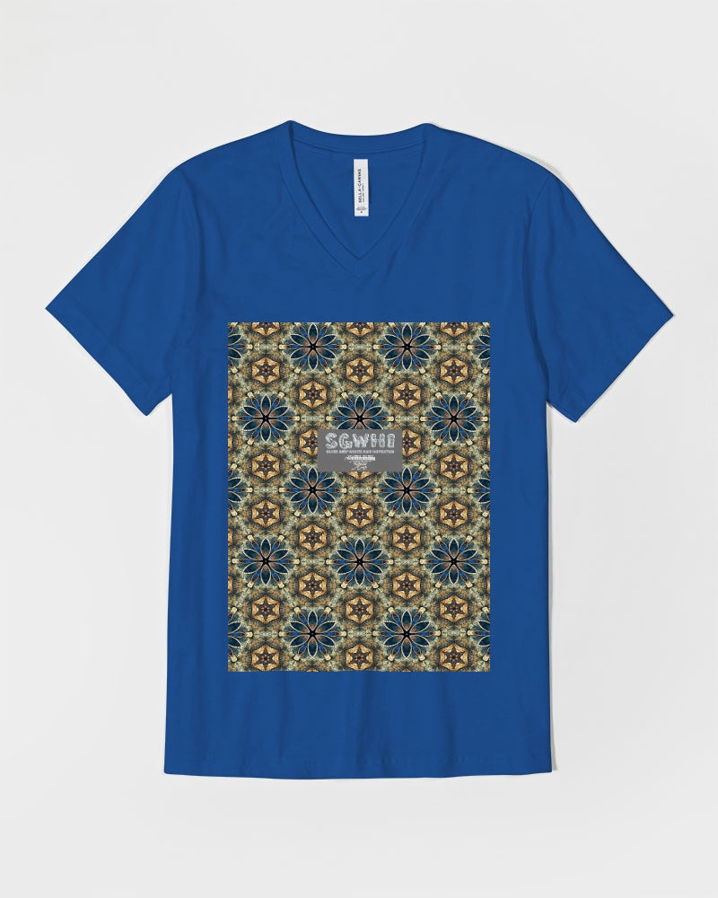 Green & Dark Blue almost star pattern. Unisex Jersey V-Neck Tee | Bella + Canvas