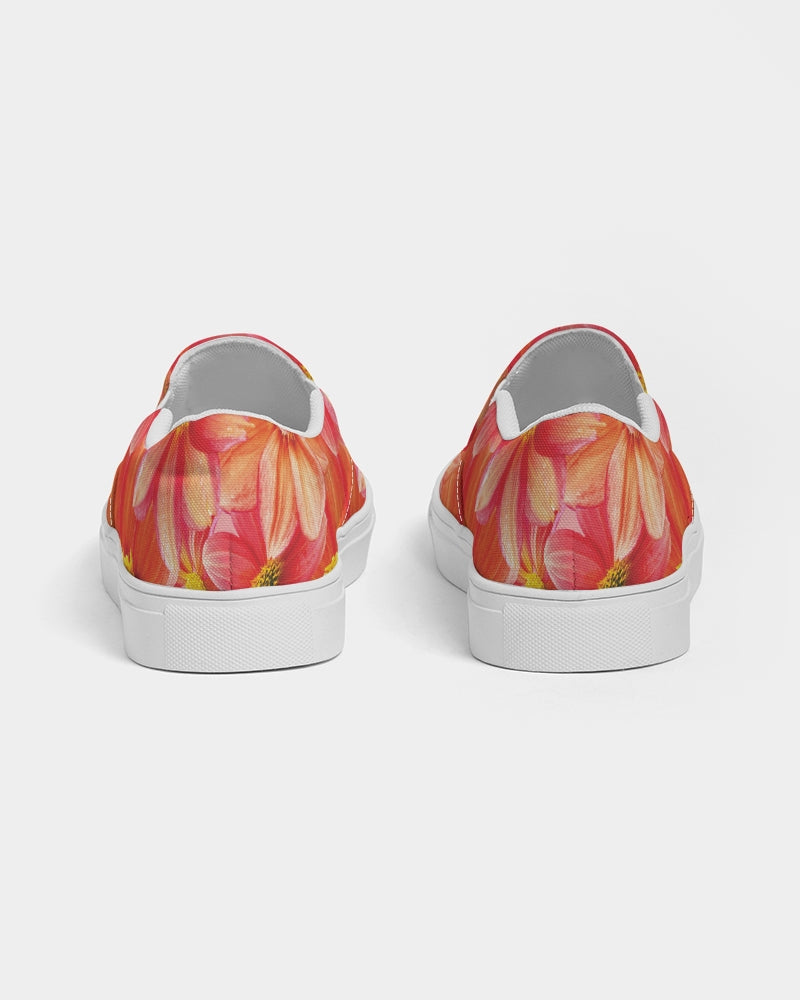 Beautiful blood orange flower design Women's Slip-On Canvas Shoe