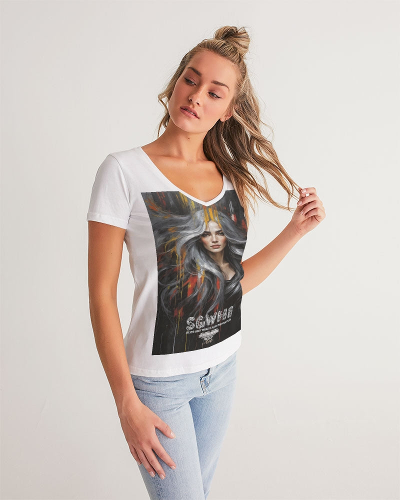 Beautiful white Sister [Part two collection] Women's All-Over Print V-Neck Tee