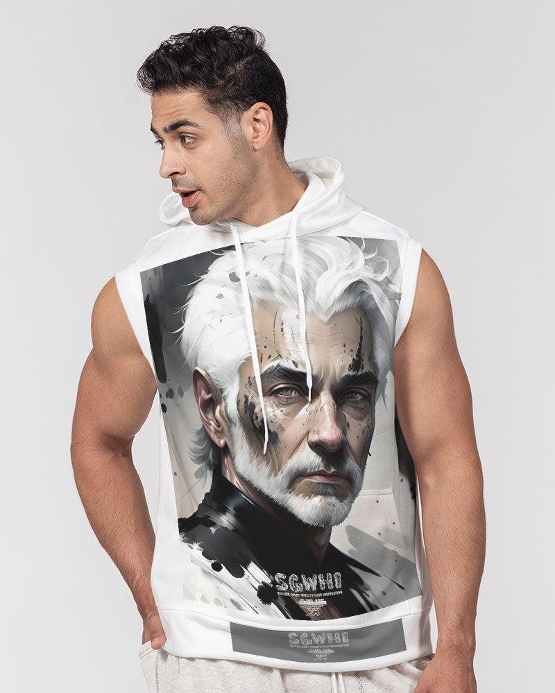 White silver grey fox King Men's All-Over Print Heavyweight Sleeveless Hoodie