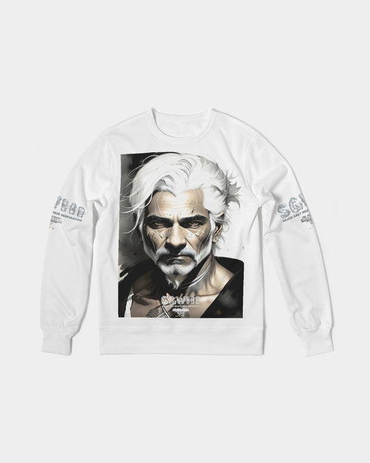 Handsome Silver grey Indian ink Portrait Men's All-Over Print Classic French Terry Crewneck Pullover