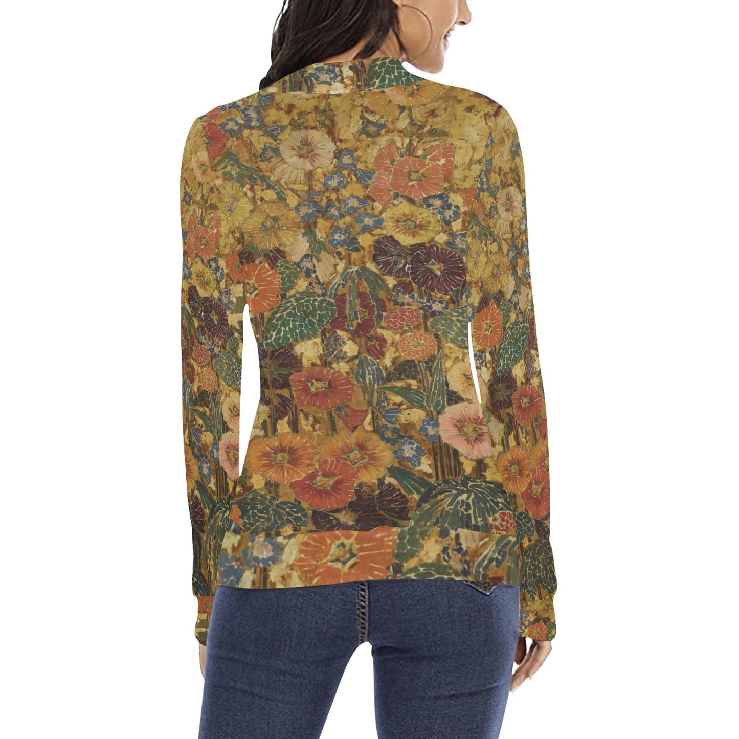 Women's All Over Print Mock Neck Sweater (H43)