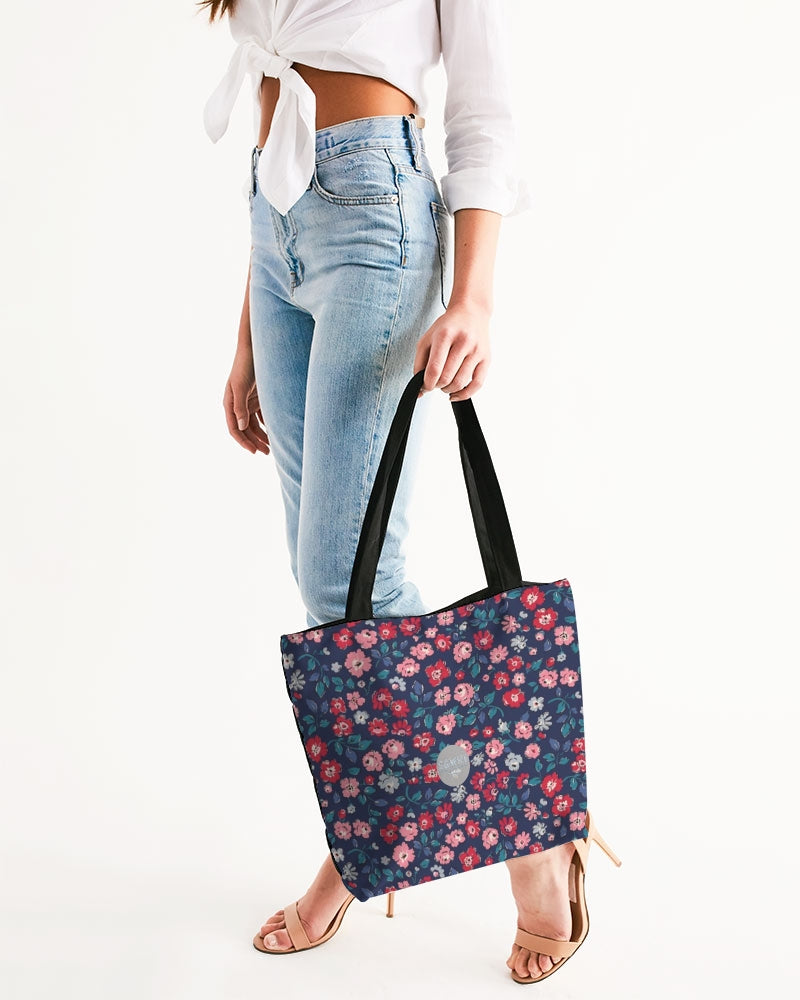 Midnight blue pretty glance.  Canvas Zip Tote