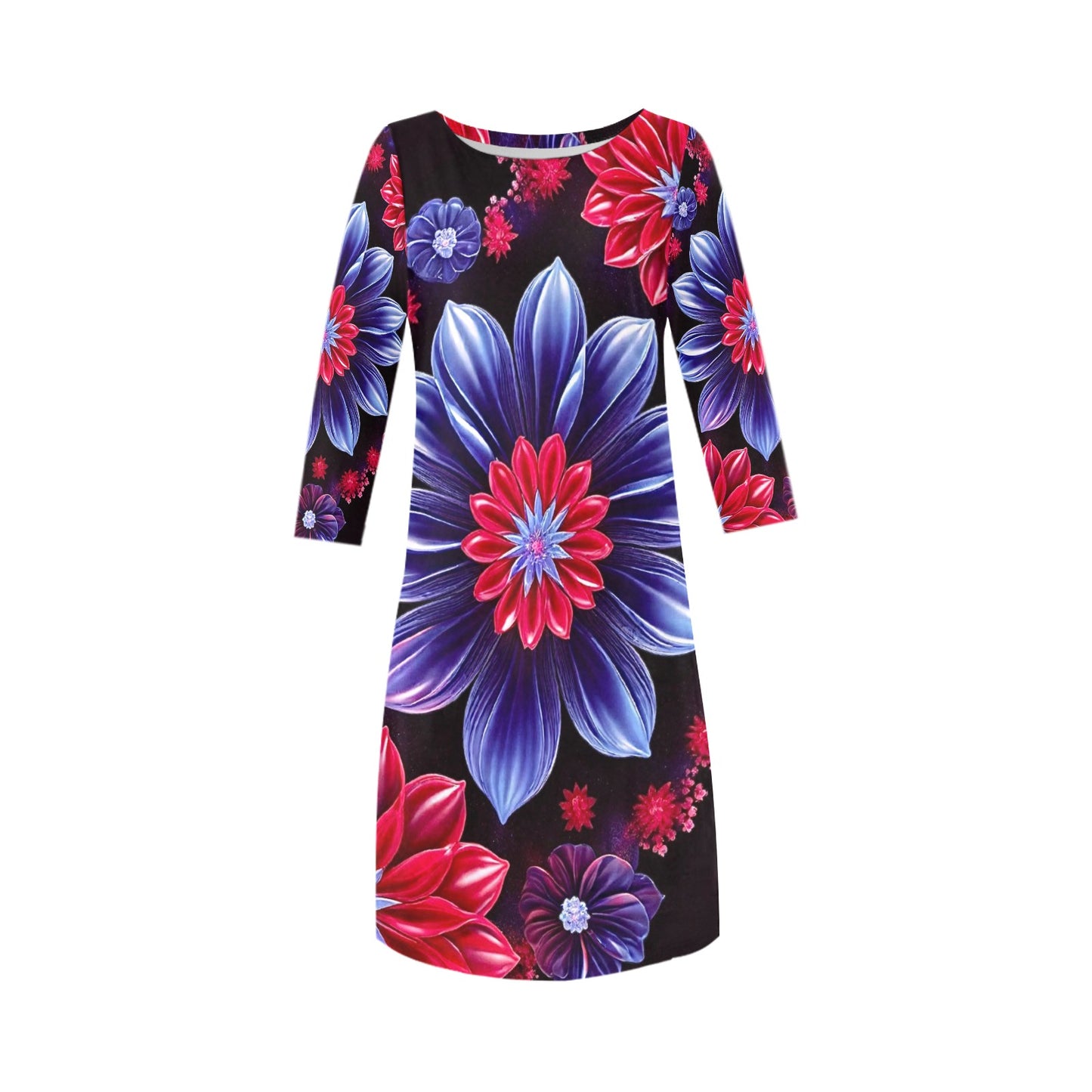 Women's Loose Round Neck Dress (Model D22)