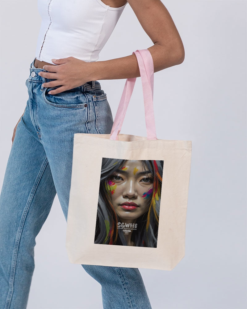 Asian Collection (Part 2 ) Canvas Tote with Contrast-Color Handles | Q-Tees