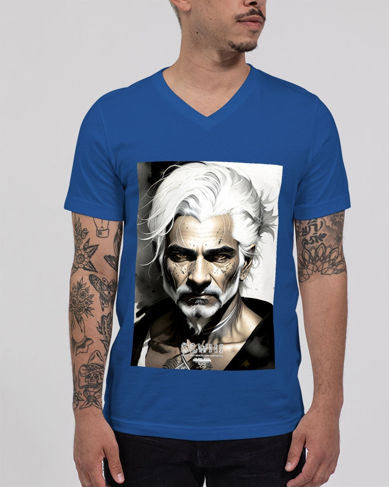 Handsome Silver grey Indian ink Portrait Unisex Jersey V-Neck Tee | Bella + Canvas