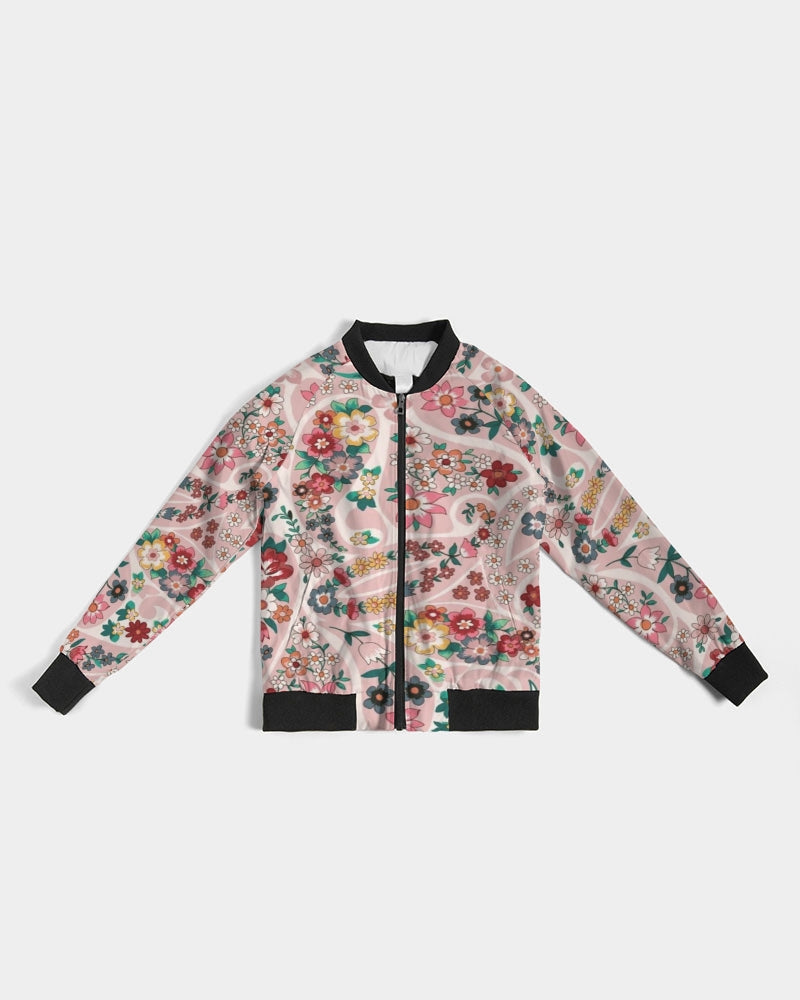 Pink abstract Pretty Sisters Women's All-Over Print Bomber Jacket