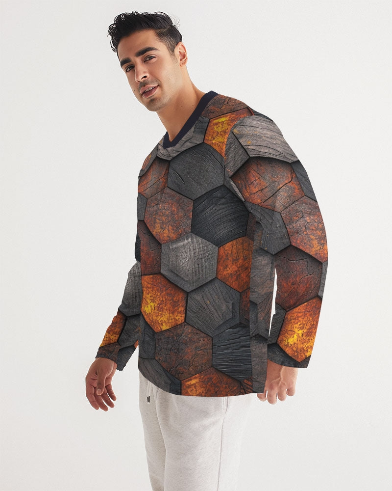 Cool stone hexagon patten 3D Men's All-Over Print Long Sleeve Sports Jersey