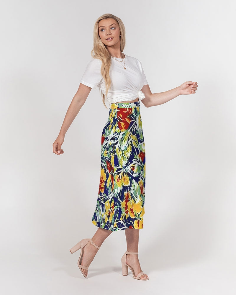 Painted floor design Women's All-Over Print A-Line Midi Skirt