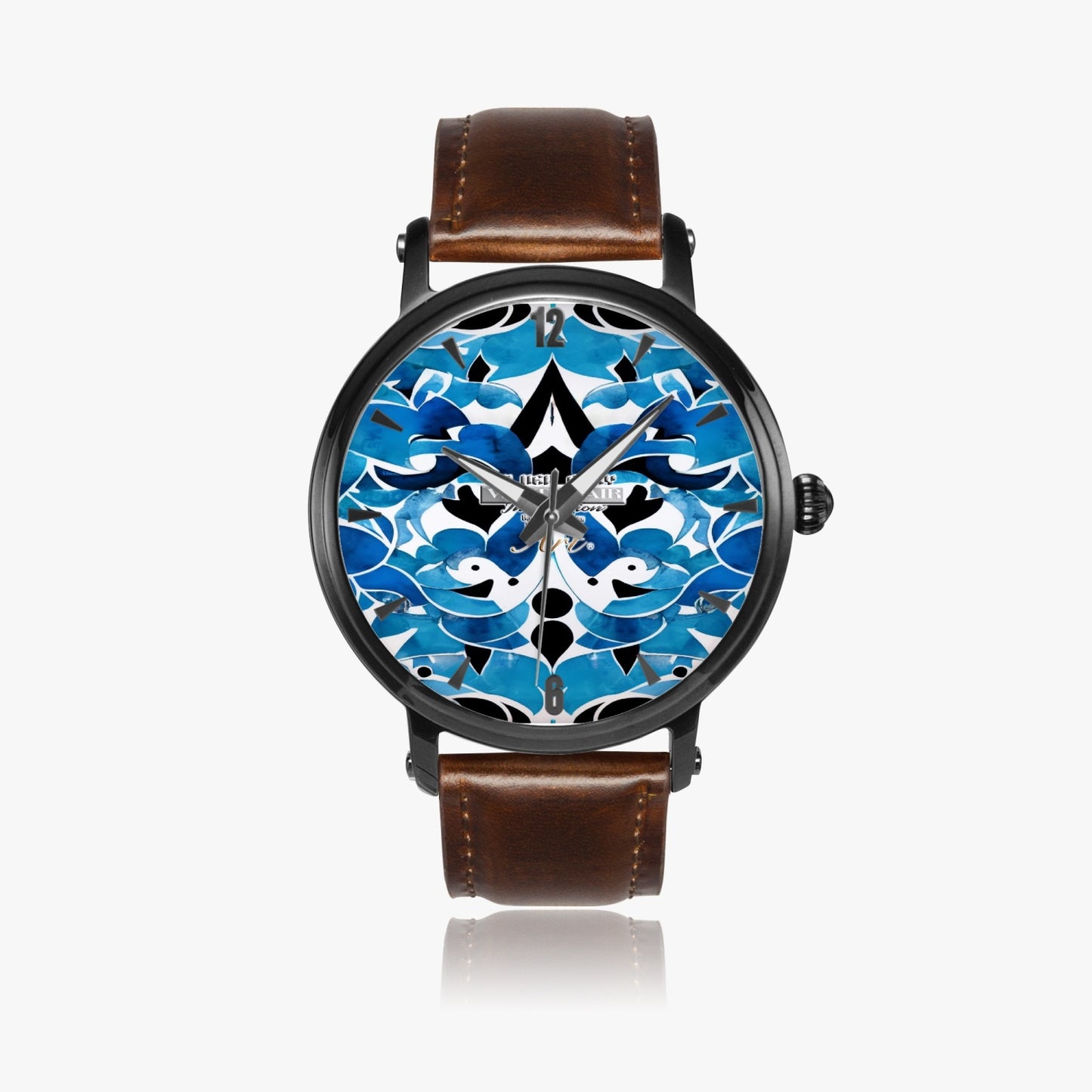 Silver grey white hair inspiration abstract pattern 46mm Unisex Automatic Watch(Black)