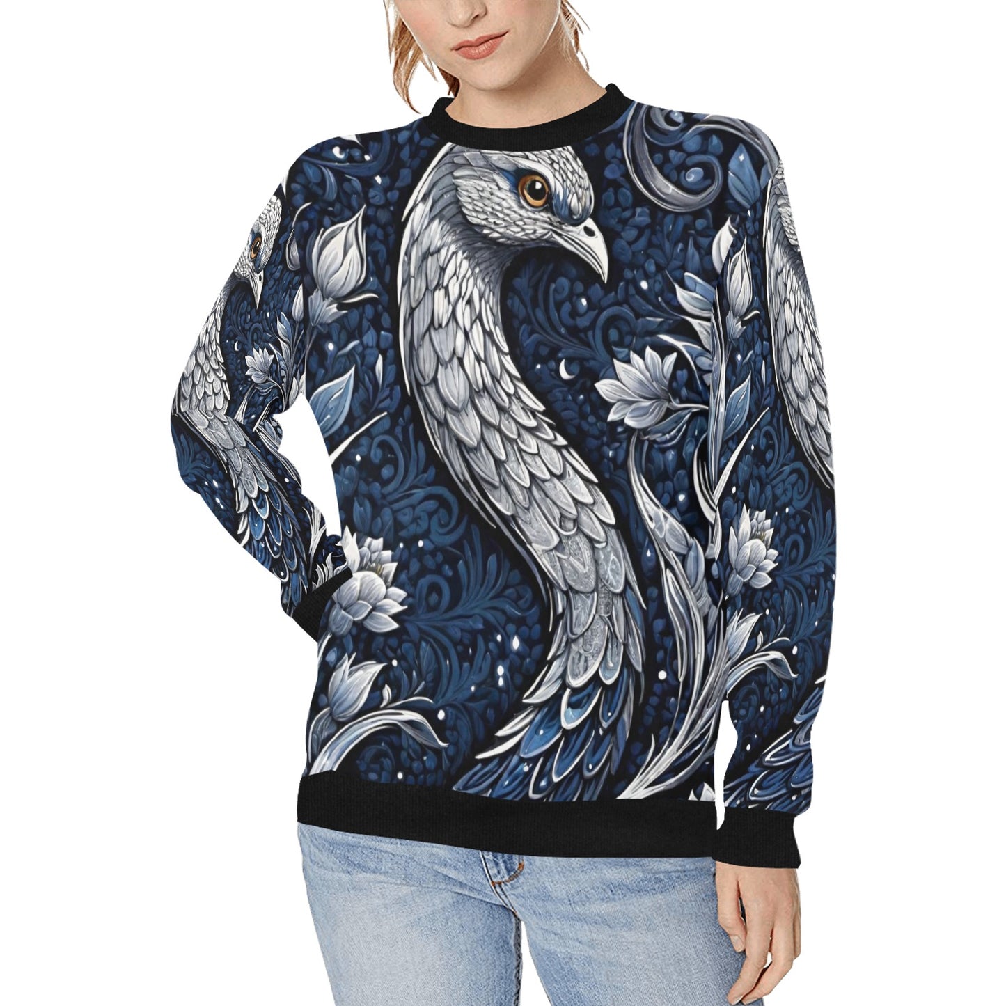 Women's Rib Cuff Crew Neck Sweatshirt (H34)