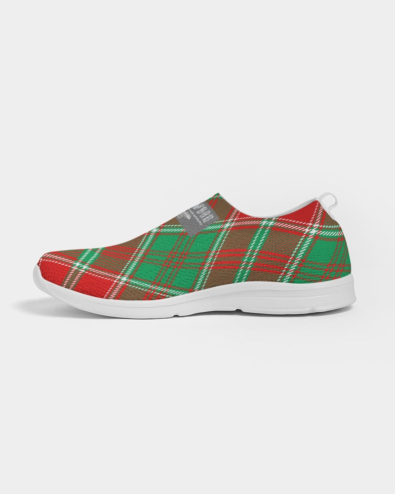 Red & Green cross pattern Men's Slip-On Flyknit Shoe