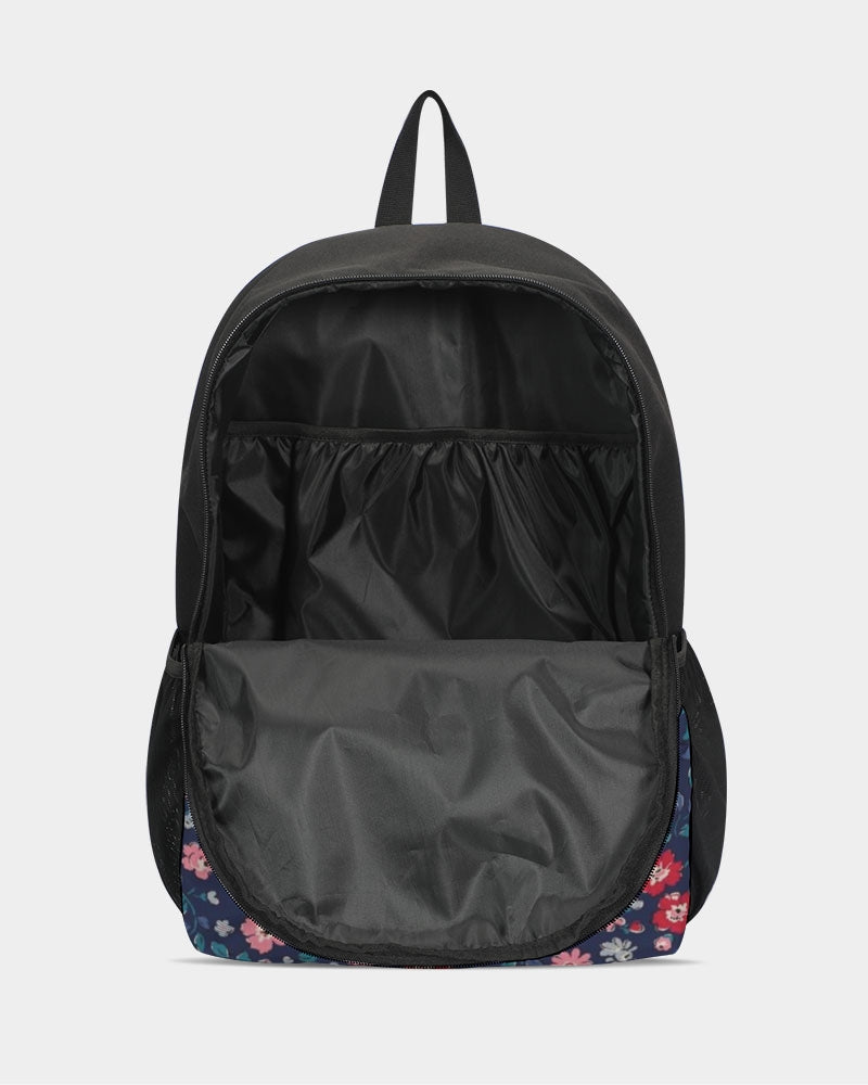 Midnight blue pretty glance.  Duo-Zip Front Canvas Backpack