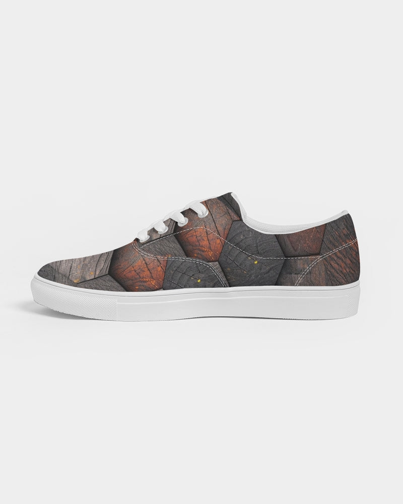 Cool stone hexagon patten 3D Men's Lace Up Canvas Shoe