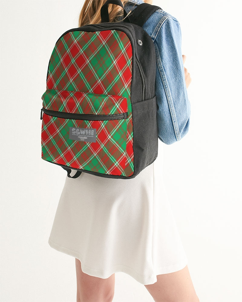 Red & Green cross pattern Small Canvas Backpack