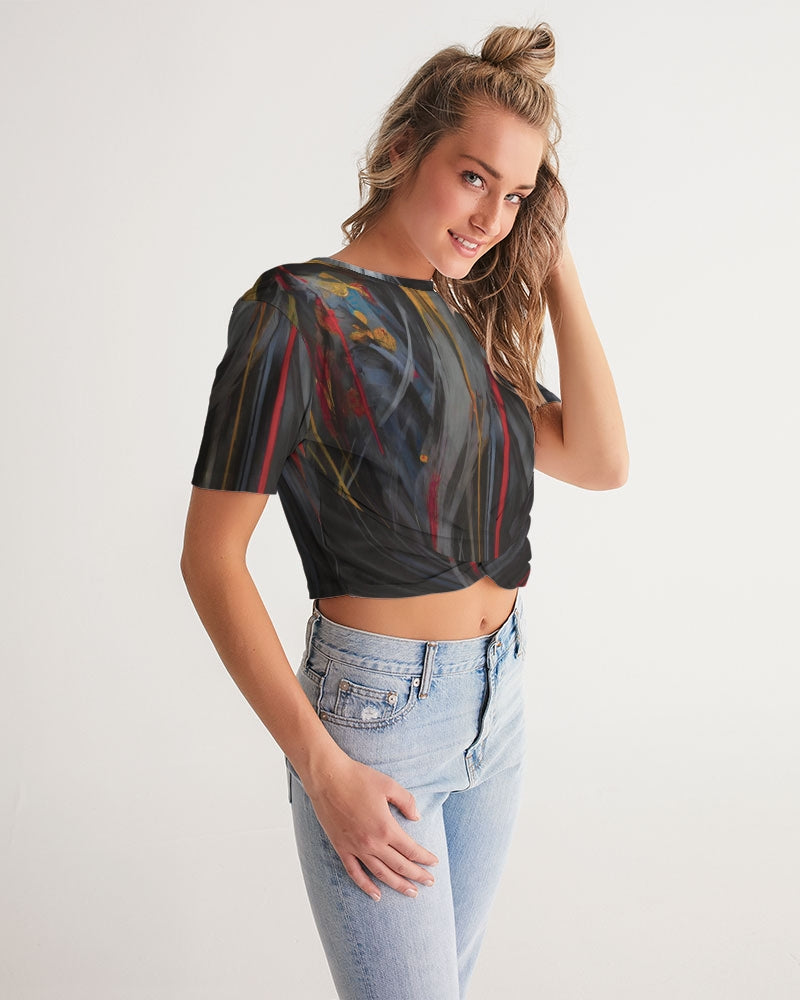 Asian collection [Part 1] Women's All-Over Print Twist-Front Cropped Tee