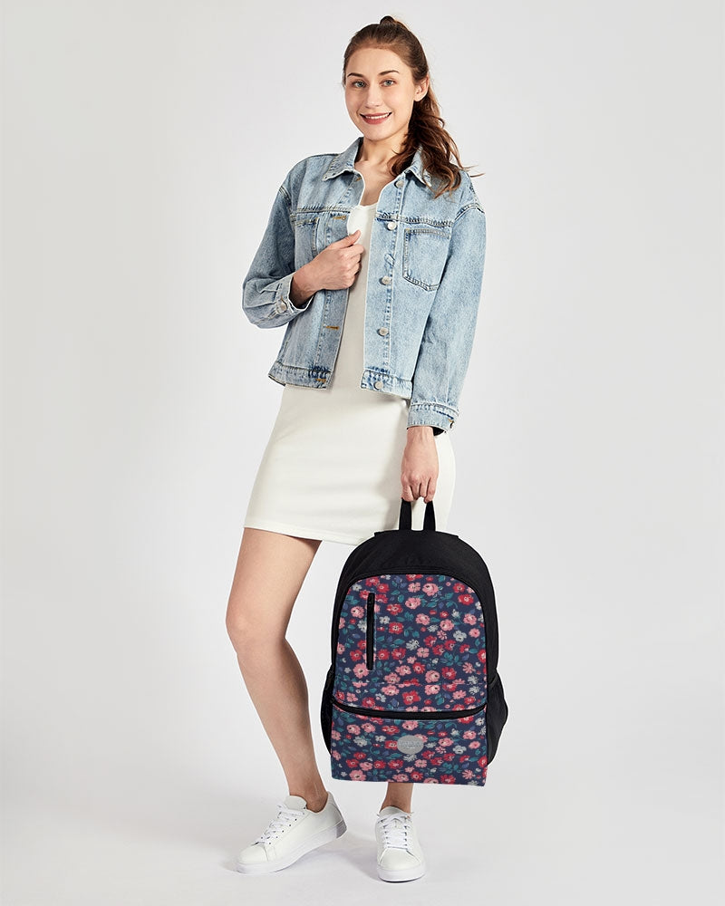 Midnight blue pretty glance.  Duo-Zip Front Canvas Backpack