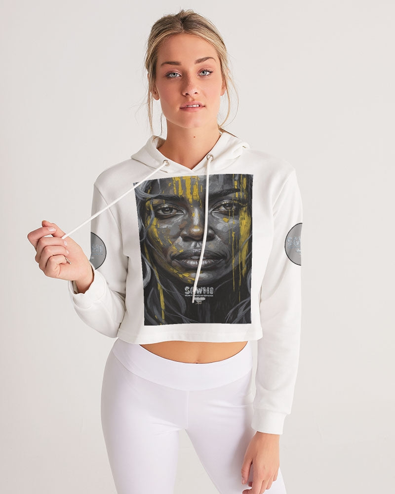 Black Sister Collection [Part 3 ] Women's All-Over Print Cropped Hoodie