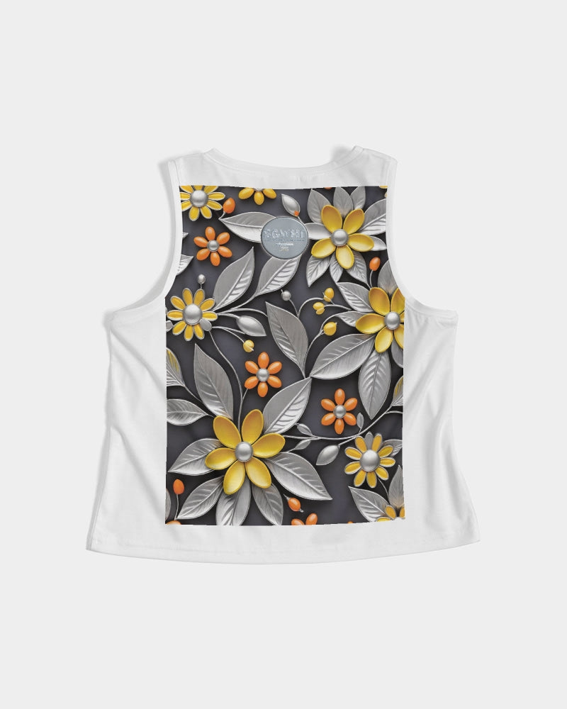 Sweet Silver Yellow Flower Grey Hair sister.[Part three] Women's All-Over Print Cropped Tank