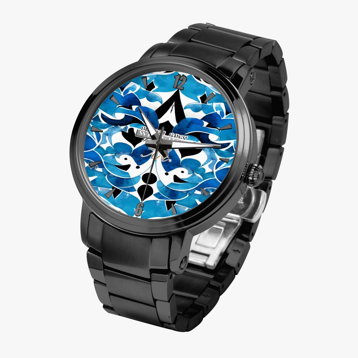 Silver grey white hair inspiration abstract pattern New Steel Strap Automatic Watch (With Indicators)