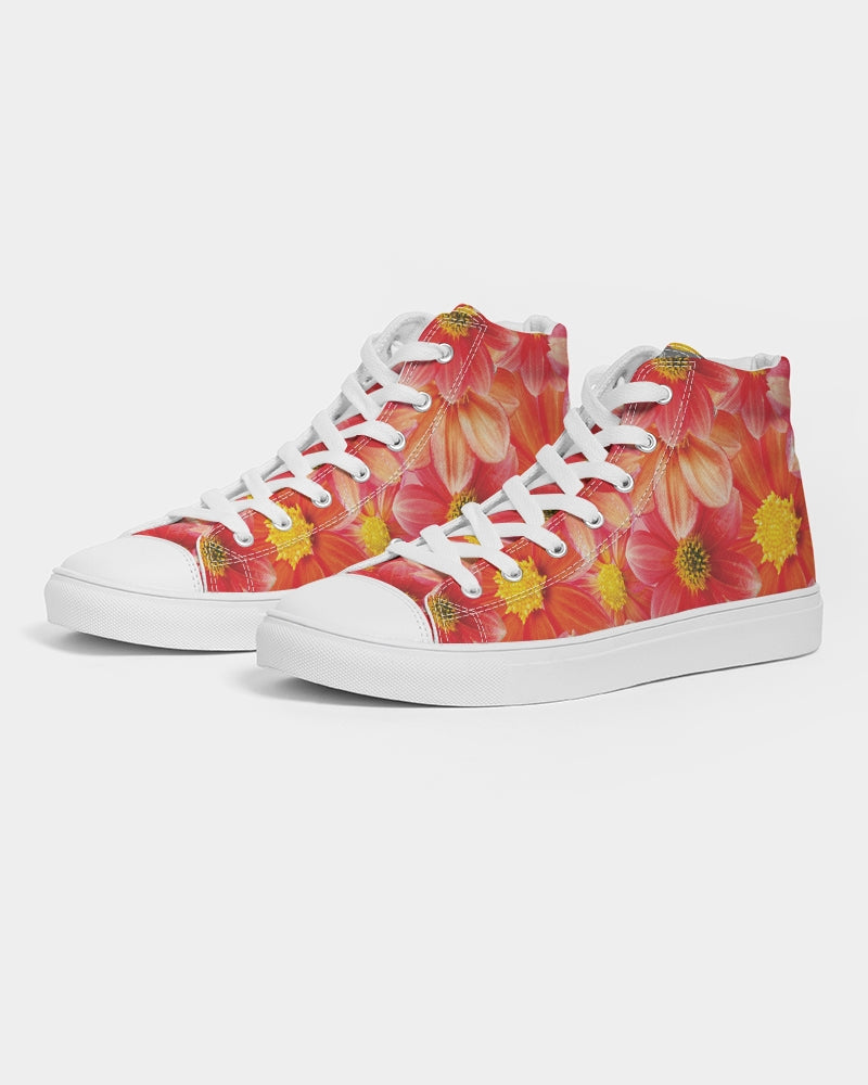 Beautiful blood orange flower design Women's Hightop Canvas Shoe