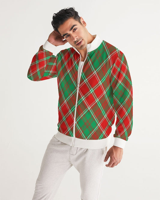 Red & Green cross pattern Men's All-Over Print Track Jacket