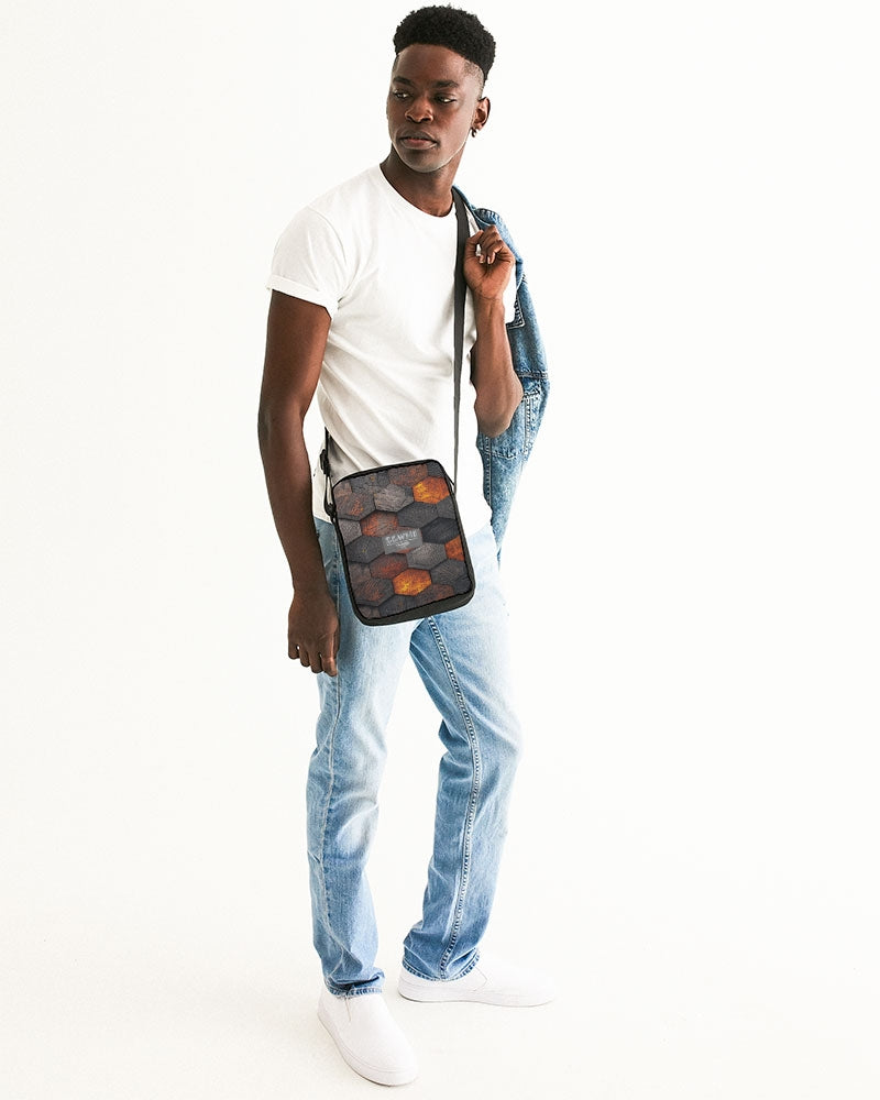 Cool stone hexagon patten 3D Messenger Pouch