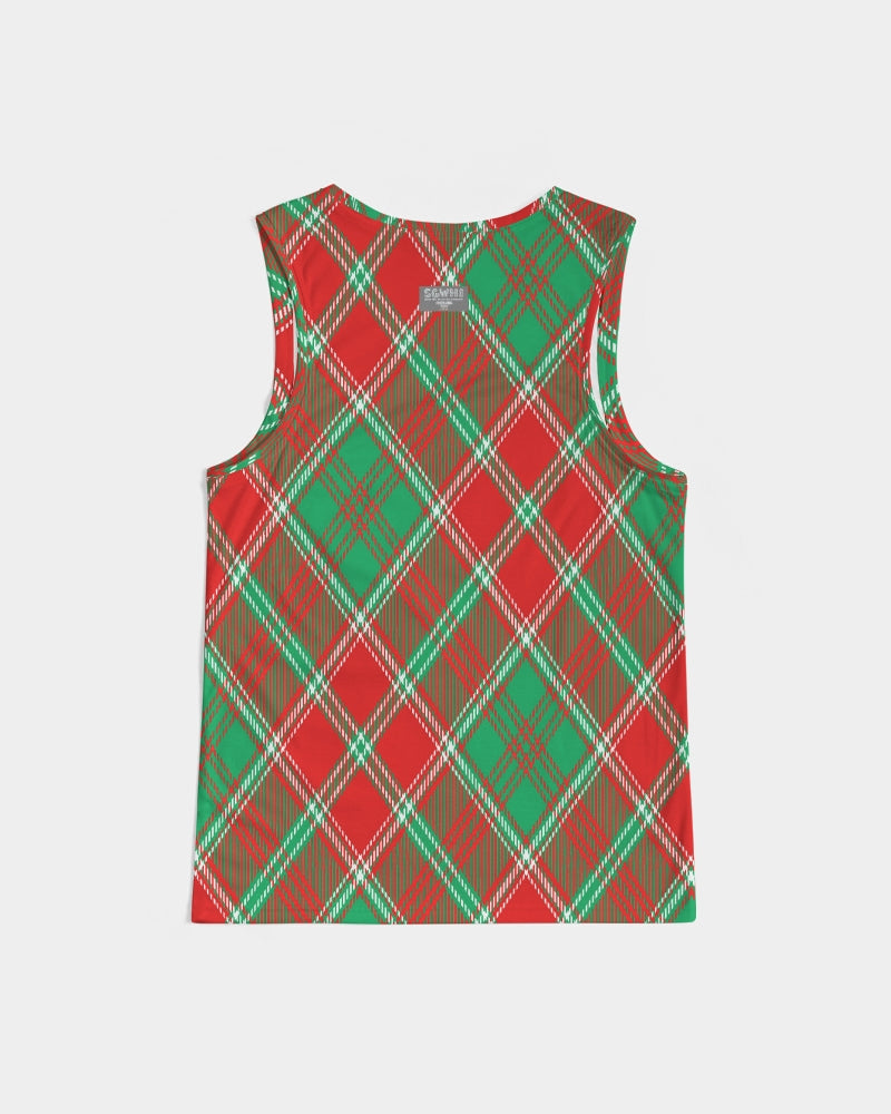 Red & Green cross pattern Men's All-Over Print Sport Tank