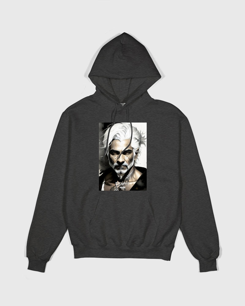 Handsome Silver grey Indian ink Portrait Unisex Hoodie | Champion