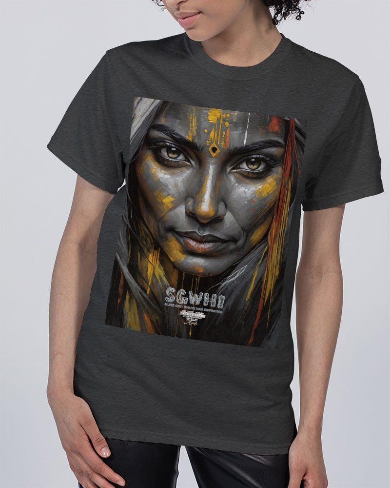 South Asian silver grey white hair sisters portrait [3] Unisex Tee | Champion