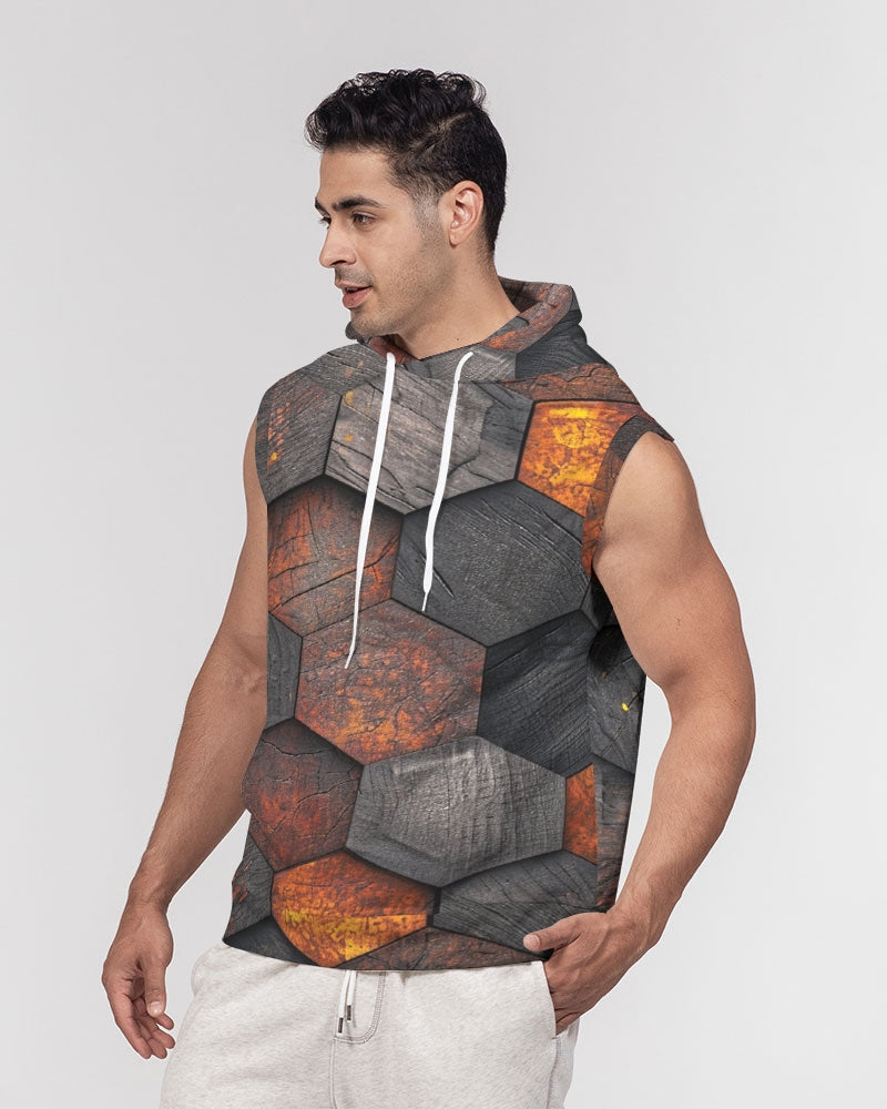 Cool stone hexagon patten 3D Men's All-Over Print Heavyweight Sleeveless Hoodie