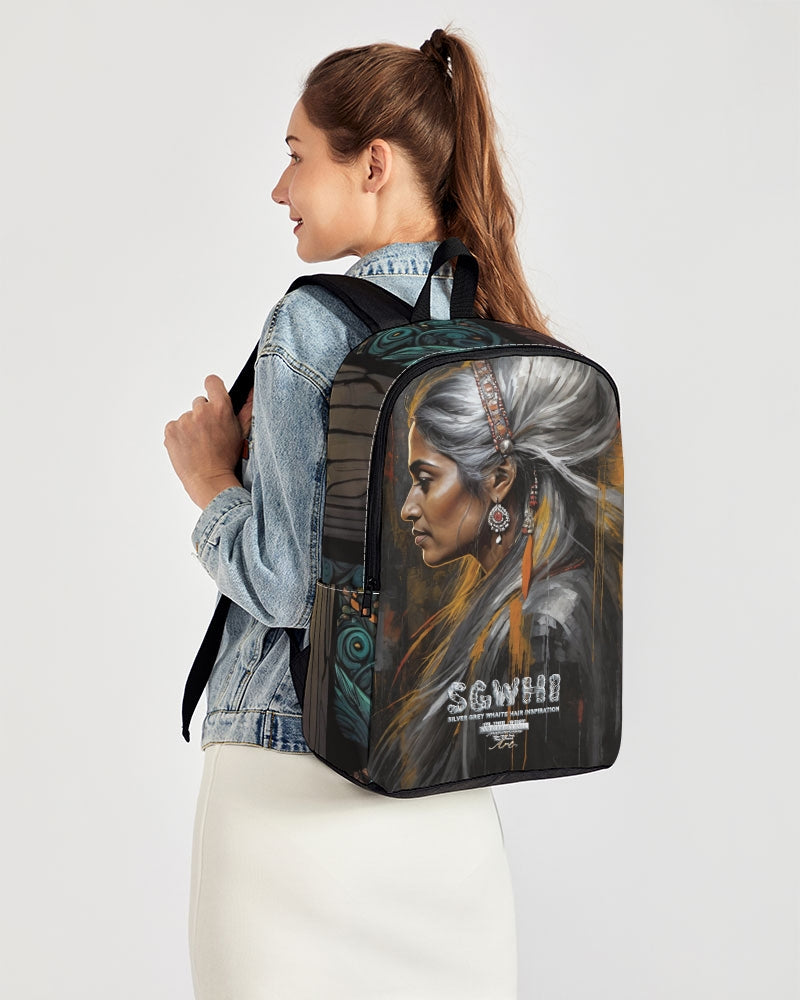 South Asian silver grey white hair sisters portrait [2] Back To Basics School Backpack