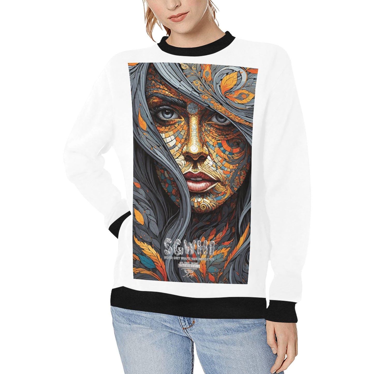 Women's Rib Cuff Crew Neck Sweatshirt (H34)